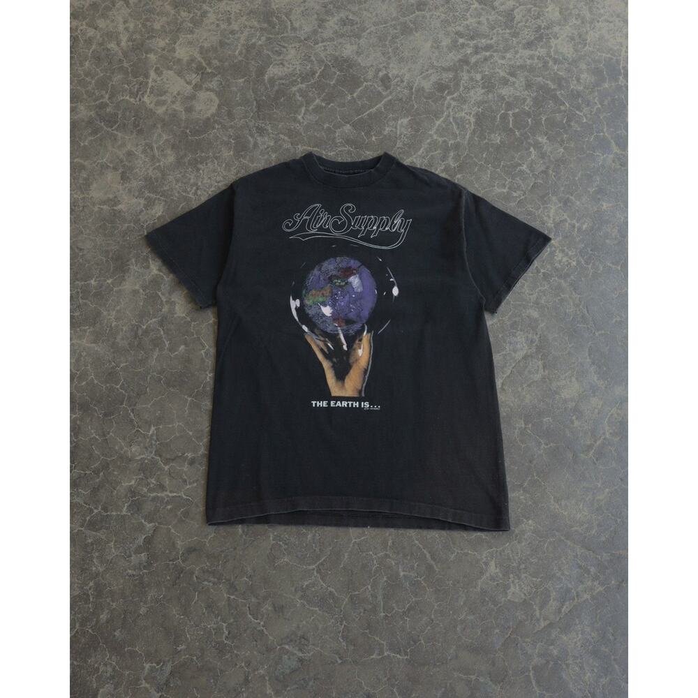 Vintage 1990s 90s Air Supply Band Fade Black Archive World Band Faded Black Tee